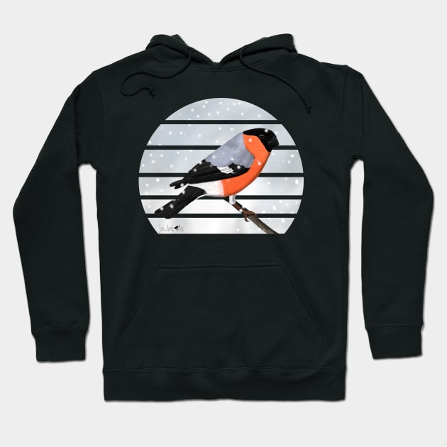 Bullfinch Winter Snow Bird Watching Birding Ornithologist Gift Hoodie by jzbirds